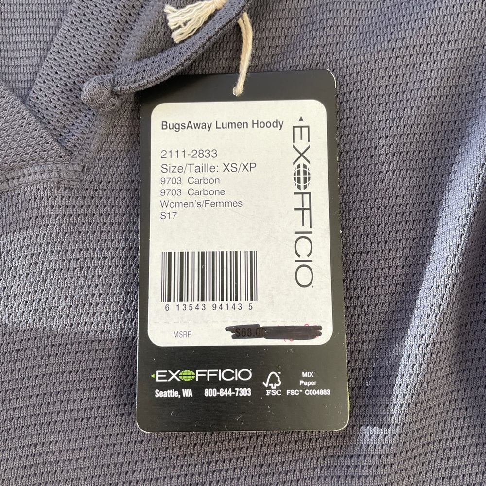 XS EXOFFICIO Bugs Away Lumen Hoody